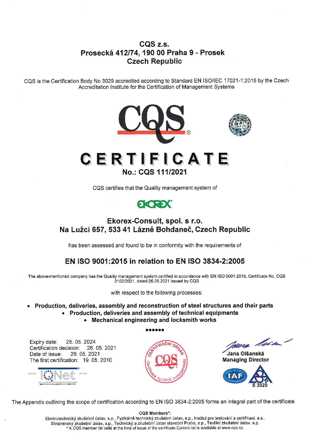 CQS 111 2021 EN ISO 9001 2015