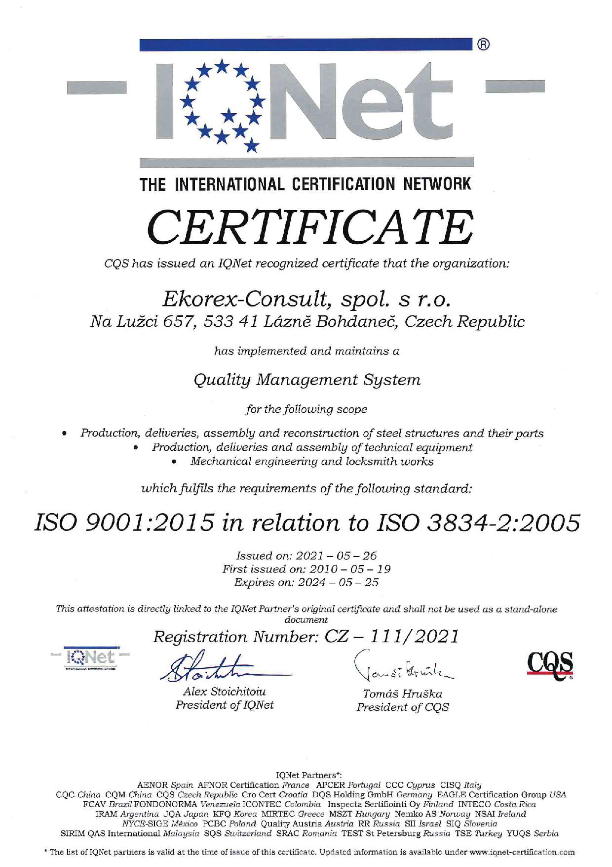 ISO 9001 2015 in relation to ISO 3834 2 2005 EN